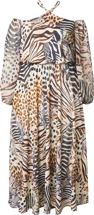 Immagine prodotto Ulla Popken Maxi abito di chiffon con stampa animalier effetto patchwork e spalle scoperte (54)