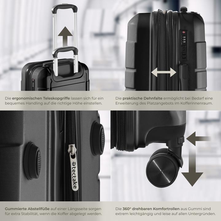 Image du produit tectake Set de valises rigides BRICE 3 pièces avec serrure à code (111 l)