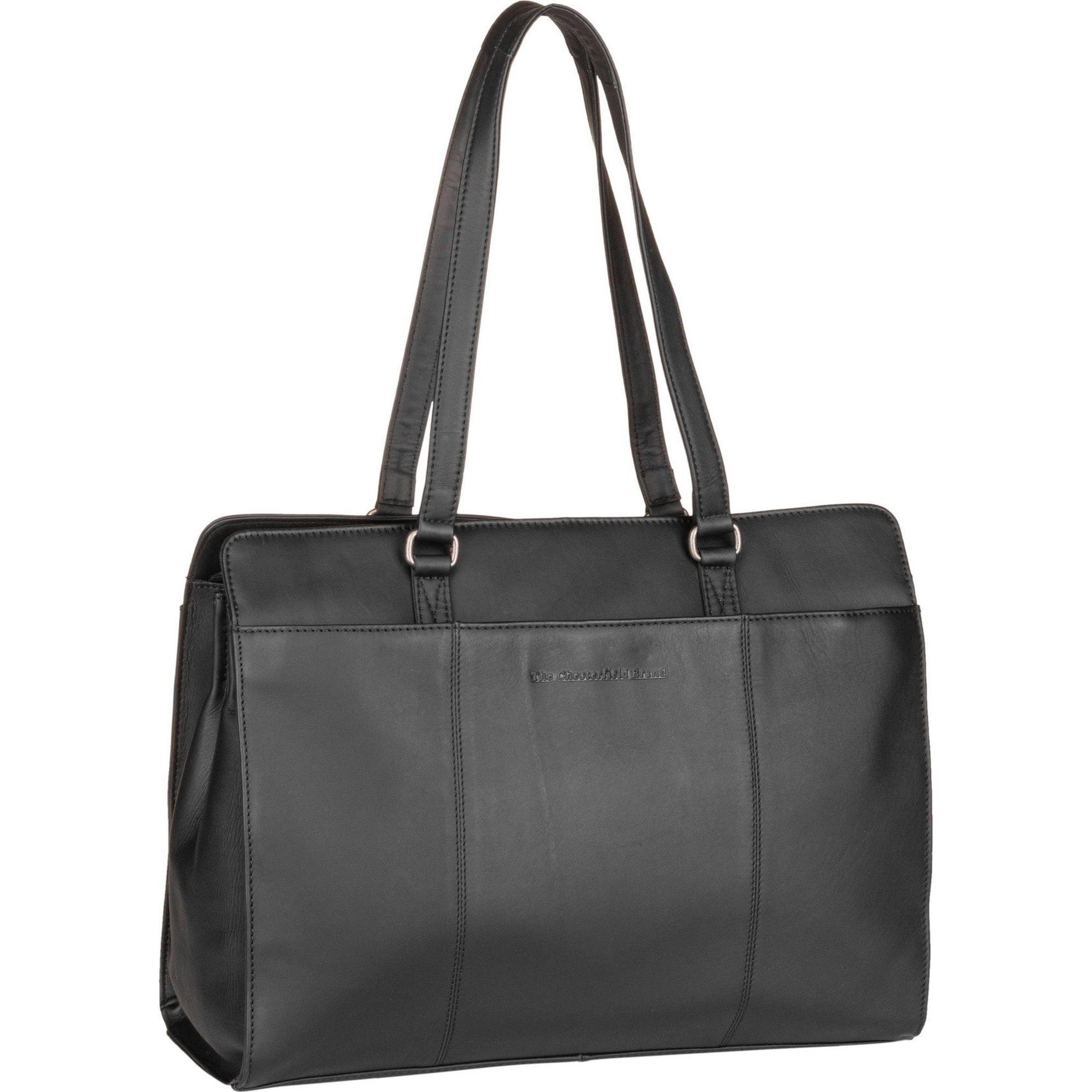 The Chesterfield Brand, Handtasche, Fidenza Schultertasche Leder 40 cm Laptopfach, Schwarz