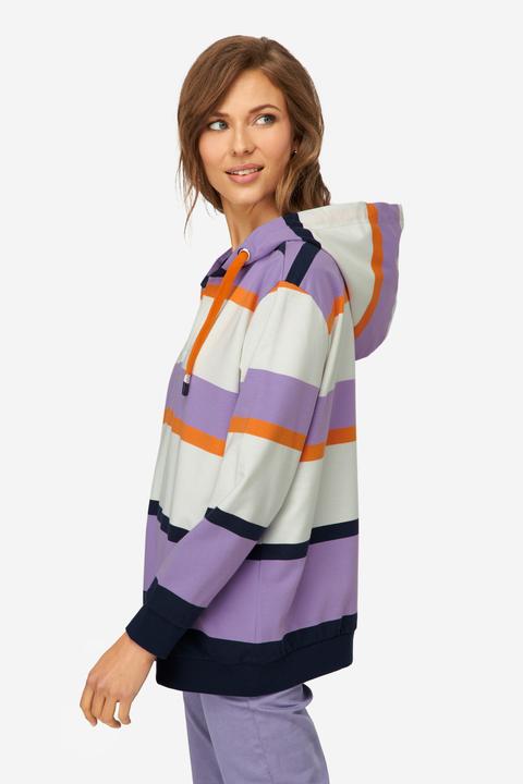 Produktbild Laurasøn Damen Hoodie, Ringel, Kapuze, Langarm, OEKO-TEX blaues flieder L 821054810-L (L)
