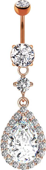 Image du produit Star Piercing Banane or rose avec pendentif cristal et goutte de cristal (Laiton, Acier chirurgical 316L)