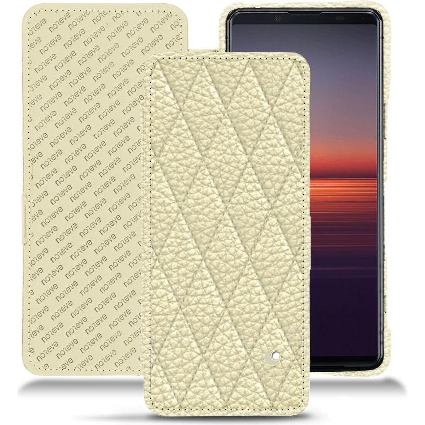 Noreve Lederschutzhülle horizontal (Sony Xperia 5 II), Smartphone Hülle, Weiss