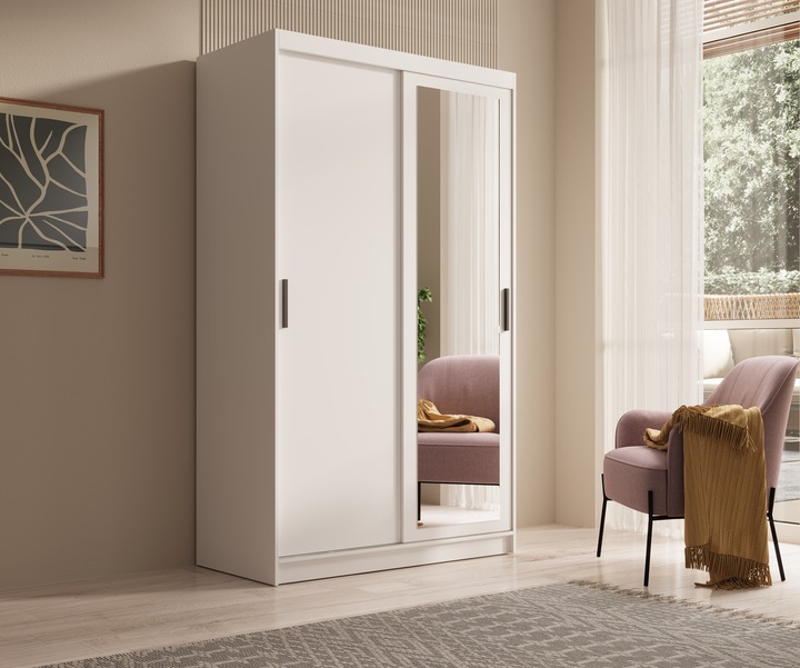 Actual product image ADRK Furniture Sliding-door wardrobe with mirror Hailey 120 (120 x 60 x 205 cm)