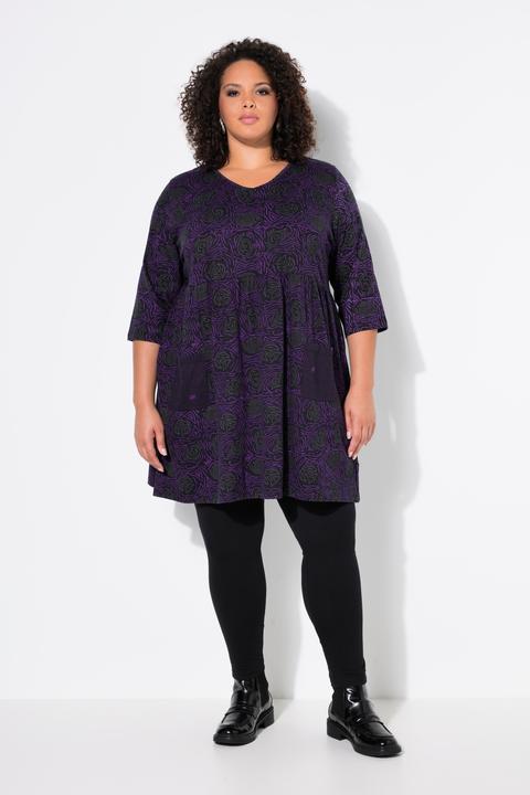 Produktbild Ulla Popken Longshirt, A-Linie, Blumendruck, 3/4-Ärmel (56)