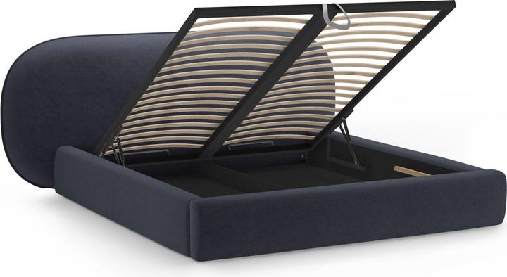 Actual product image Micadoni Storage Bed With Headboard, "Ovalo", Dark Blue, 234x270x96 Made in Europe (200 x 200 cm)