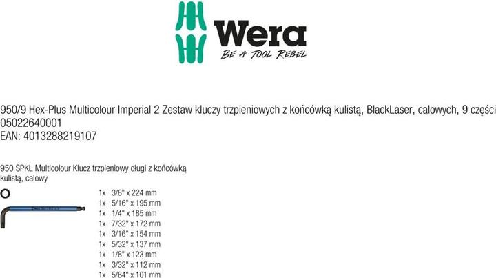 Actual product image Wera 950/9 Hex-Plus Multicolour Imperial 2