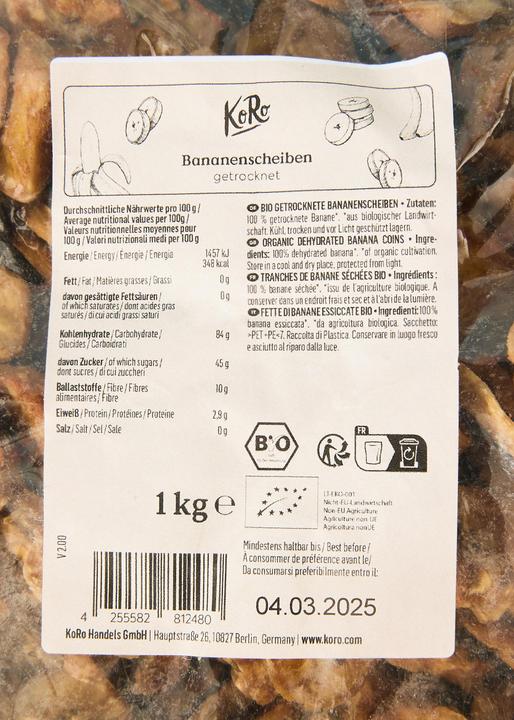 Actual product image KoRo Organic dried banana slices (1000 g)
