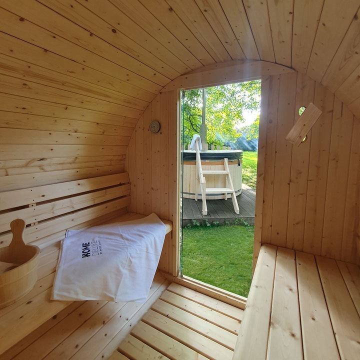 Produktbild Home Deluxe Outdoor Sauna Fasssauna AQUILA L- 195 x 180 cm für 4 Personen - Sauna mit 6kW Ofen