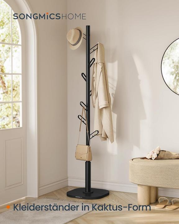 Immagine prodotto Songmics Garderobenständer Baumform mit 8 Haken Schwarz
