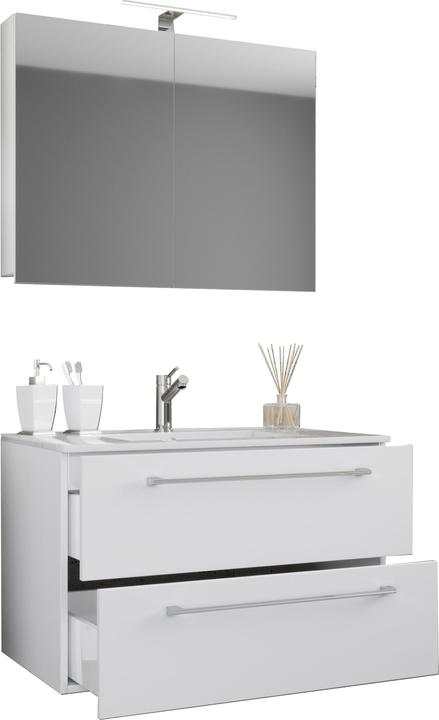 VCM 3-piece wash place washbasin Badinos 2 drawers mirror cabinet
