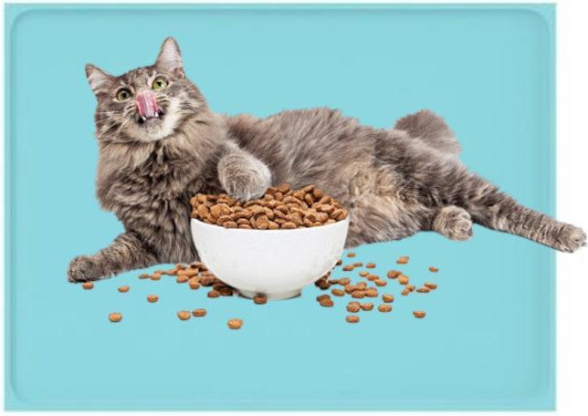 Actual product image Hermex Feeding Bowl Mat Silicone Floor Protector Feeding Pad Light Blue