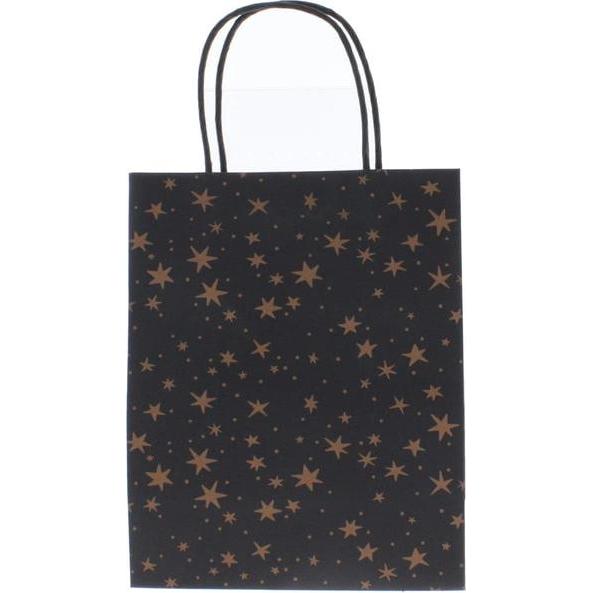 MICA Living, Geschenkverpackung, Geschenktasche Sterne - schwarz/gold - ca. 25 x 11 x 33 cm (Geschenktüte)