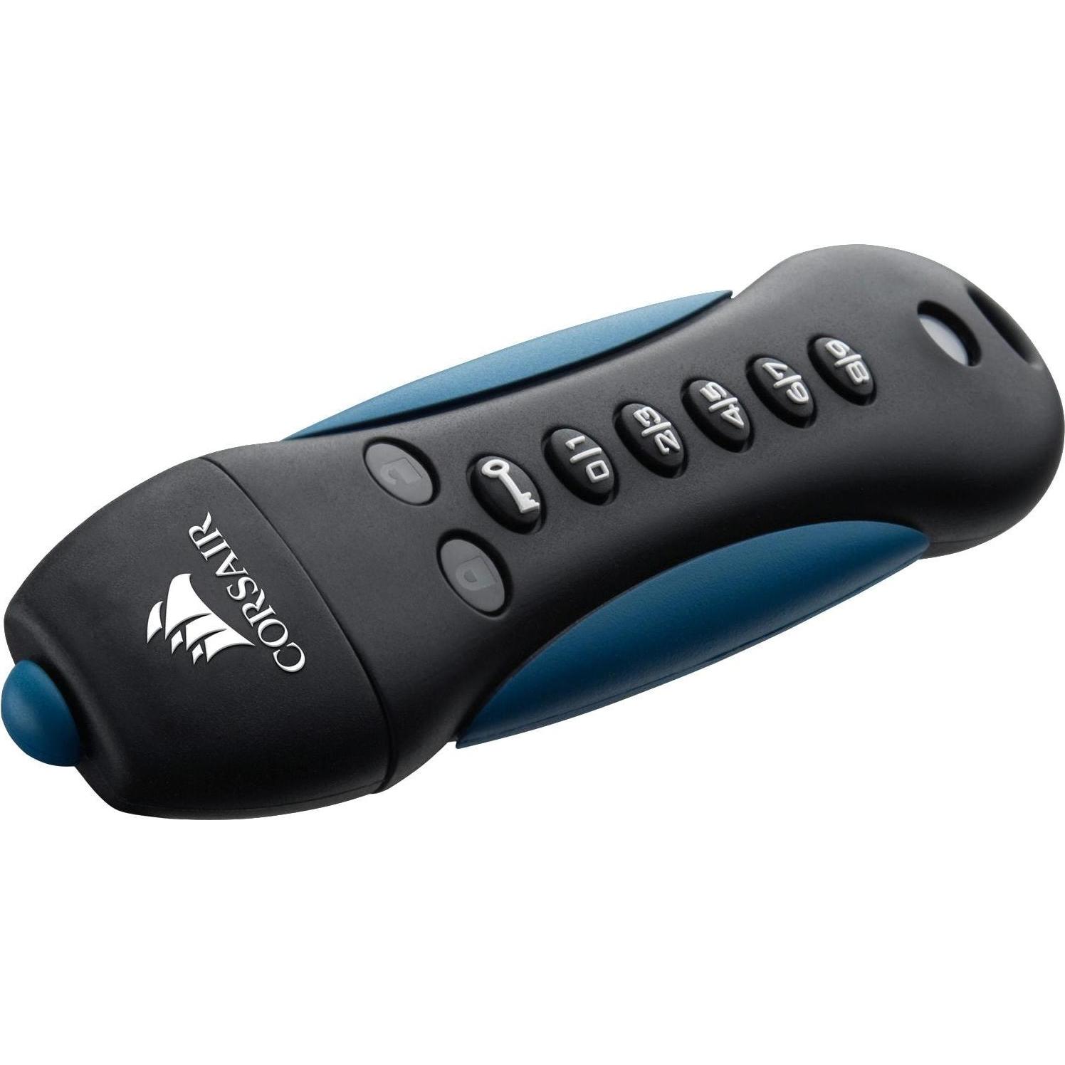 Thumbnail - Corsair Padlock 3 (128 GB, USB-A, USB 3.0), USB Stick, Schwarz, Blau