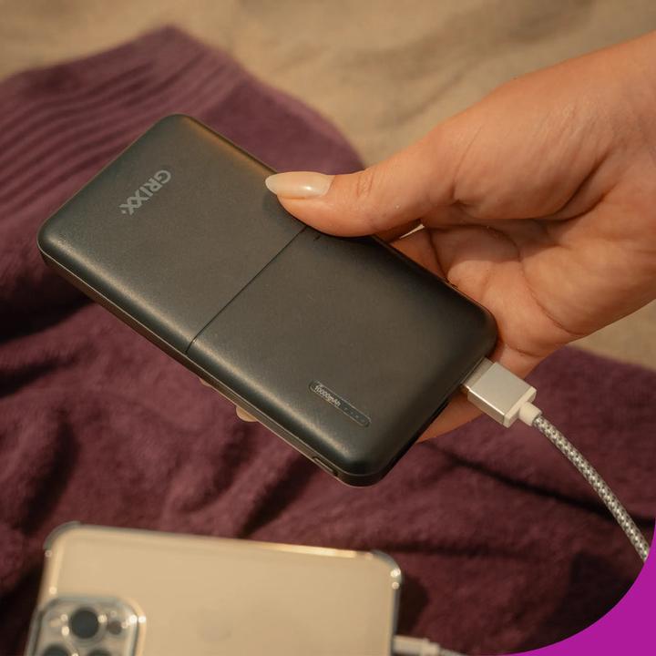 Productafbeelding Grixx Powerbank 10000mAh Micro USB & USB-C Zwart (10000 mAh)