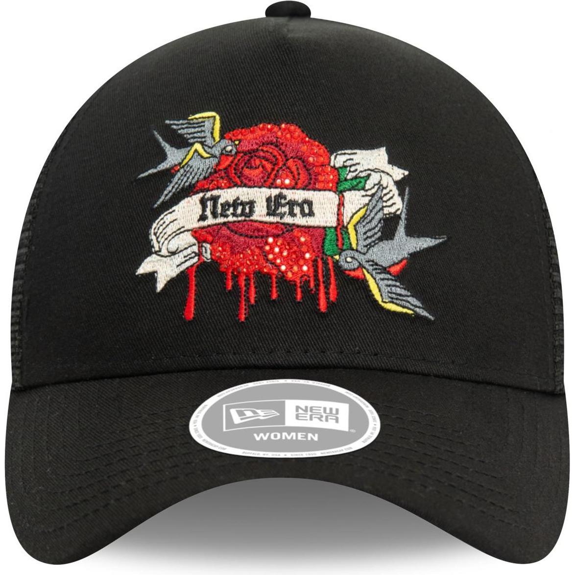 Thumbnail - New Era, Damen, Cap, Damen A-Frame Trucker Cap - RHINESTONE schwarz, Schwarz