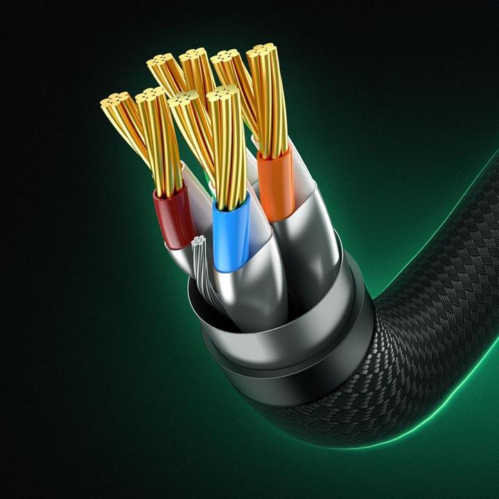 Actual product image Baseus Braided network cable cat.8 Ethernet RJ45, 40Gbps, 1m (black) (CAT8.1, 1 m)