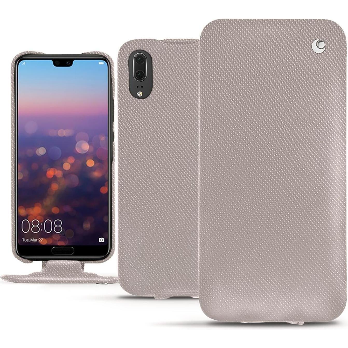 Noreve Lederschutzhülle vertikal (Huawei P20), Smartphone Hülle, Beige