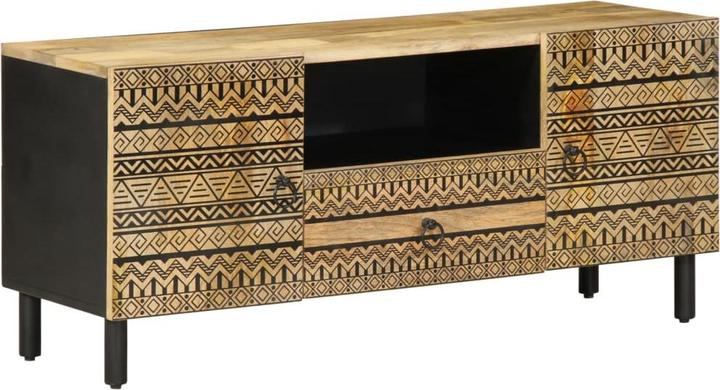 Produktbild VidaXL TV Schrank Lowboard Fernsehschrank Fernsehtisch Schwarz Raues Mangoholz (105 x 33.5 x 46 cm)