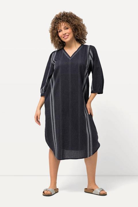 Produktbild Ulla Popken Kaftan, Mustersteifen, Oversiezd, V-Ausschnitt, 3/4-Arm (42, 44)