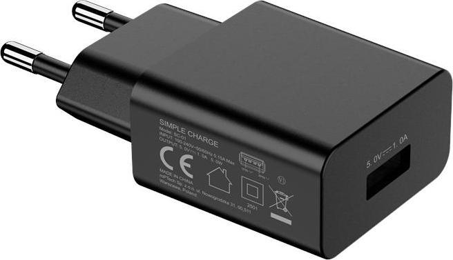 Actual product image Akyga myPhone Simple Charge 1A SCHWARZES Netzwerkladegerät (5 W, 1 portion)