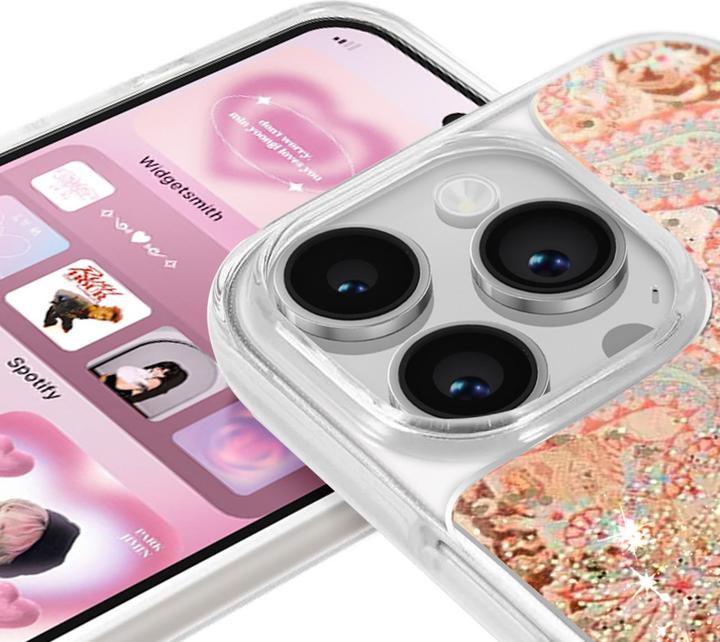 Actual product image Guess GUHCP14XLFLSD iPhone 14 Pro Max 6.7" złoty/gold hardcase Paisley Liquid Glitter (Apple iPhone 14 Pro Max)