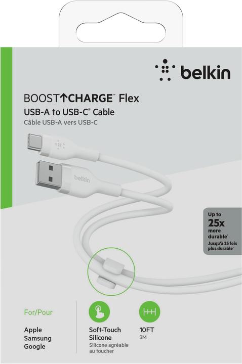 Image du produit Belkin Câble de charge USB Boost Charge Flex USB A - USB C 3 m (3 m, USB 2.0)