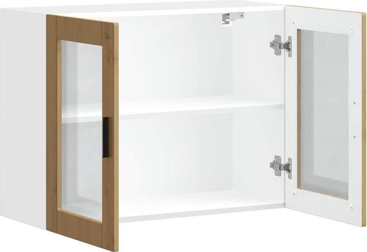Image du produit VidaXL Armoire suspendue de cuisine avec porte en verre Porto Artisan-Chêne Armoire murale de cuisine (80 x 31 x 60 cm)