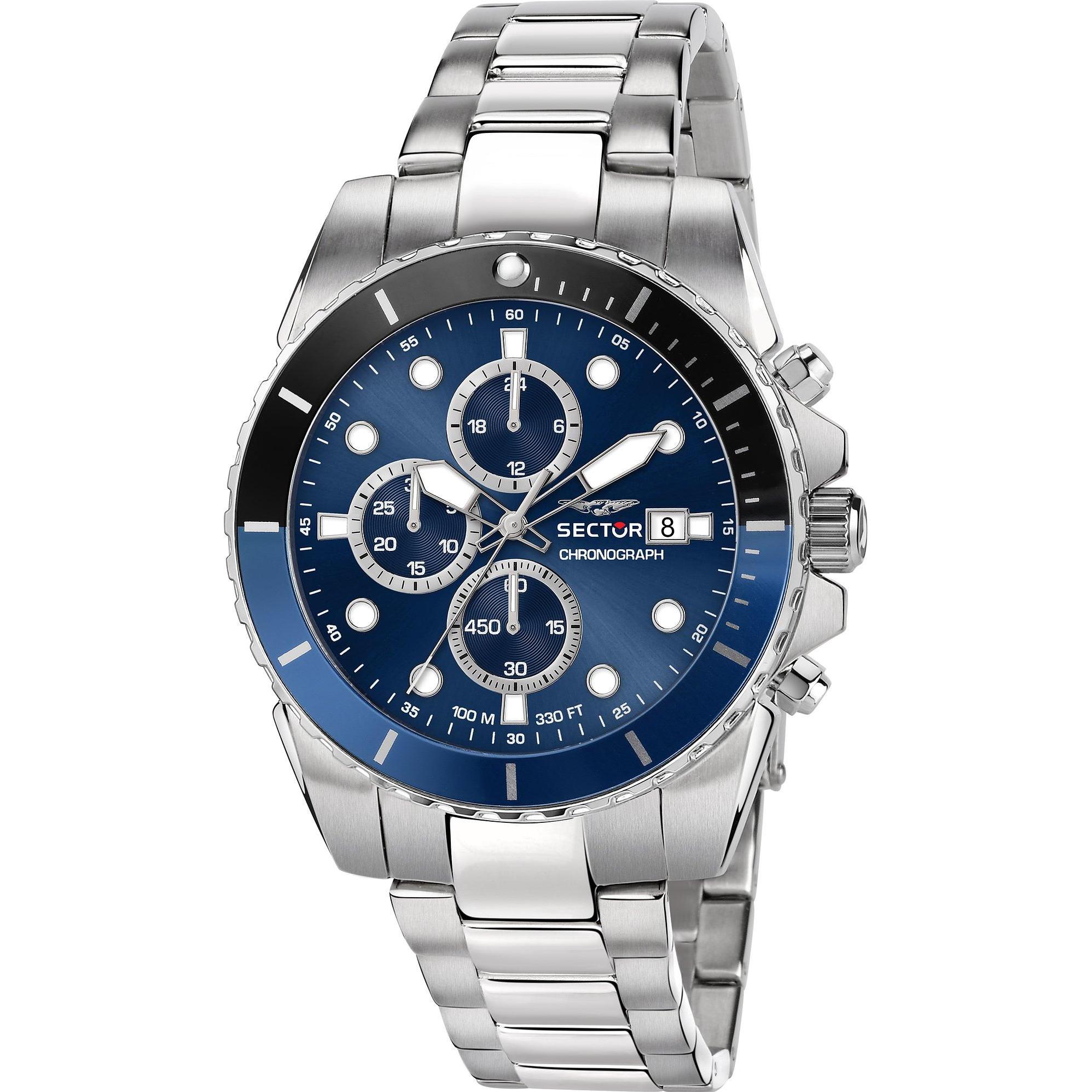 Sector, Armbanduhr, 450, Silber, (Chronograph, 43 mm)