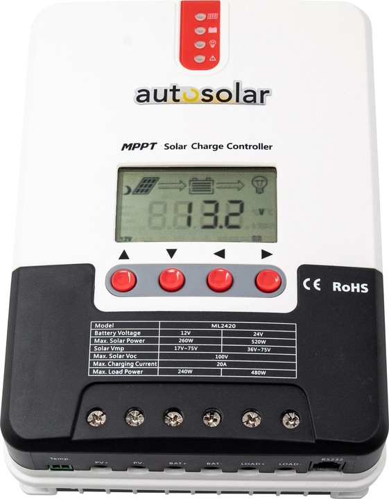 Image du produit Autosolar Régulateur de charge 2420 MPPT 20 A, 100 V
