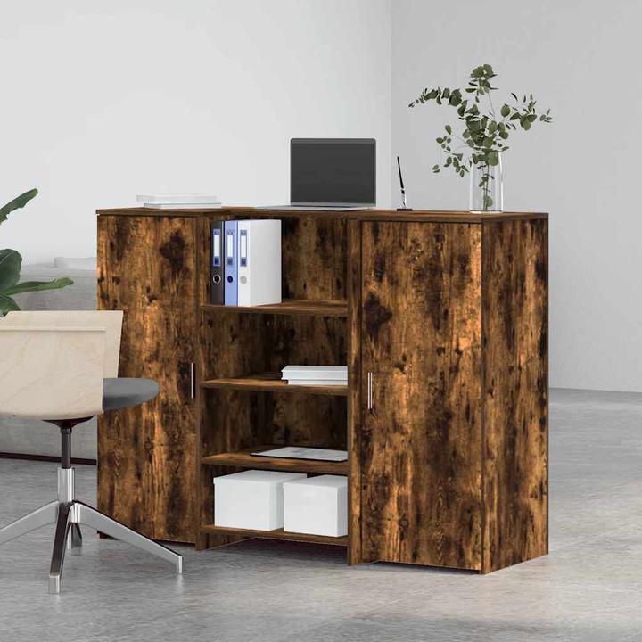 Actual product image vidaXL Reception counter smoked oak 135x50x103.5 cm wood-based reception counter (50 x 50 x 103.50 cm)