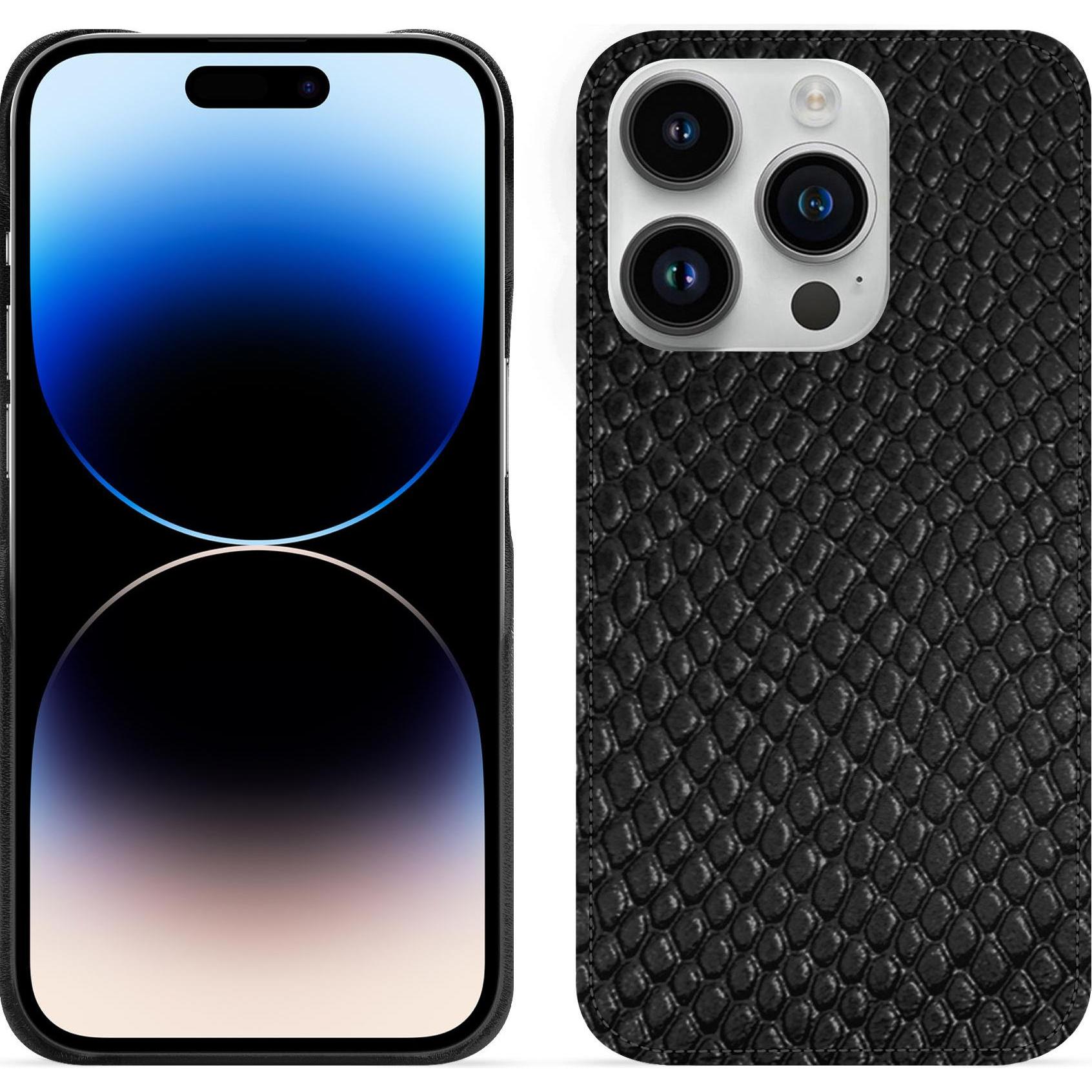 Noreve Lederschutzhülle (Apple iPhone 15 Pro), Smartphone Hülle, Schwarz