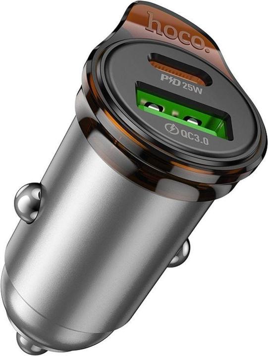 Produktbild Hoco ładowarka samochodowa USB A + Typ C + kabel Typ C do Lightning PD QC3.0 43W NZ16A szara