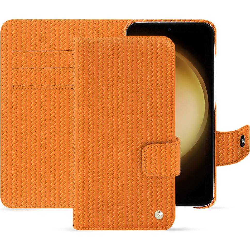 Noreve Lederschutzhülle Samsung Galaxy S23+ (Samsung Galaxy S23+), Smartphone Hülle, Orange