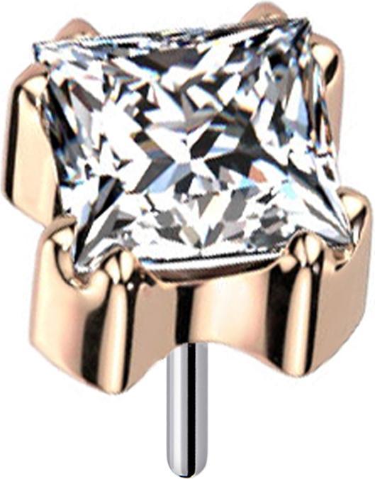 Produktbild Star Piercing Threadless rosegold quadratischer Kristall silber gefasst (Titan, ohne Messing)