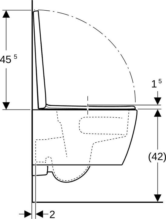 Produktbild Geberit iCon spülrandloser Wand-WC-Sitz mit Wirbelspülung, weiss glänzend