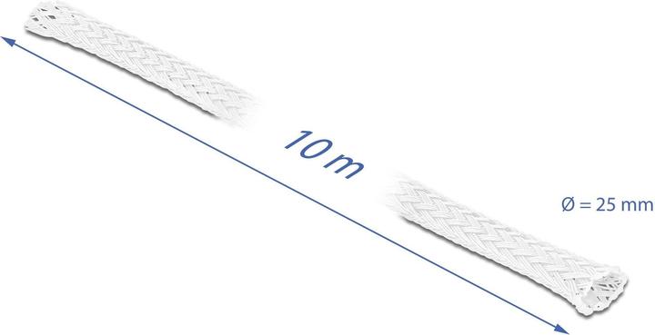 Produktbild Delock Geflechtschlauch dehnbar 10 m x 25 mm weiss (Kabelschlauch, 1000 cm)