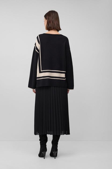 Produktbild s.Oliver Strickpullover Relaxed-Fit-Pullover aus Wollmix mit Streifen-Details (S)