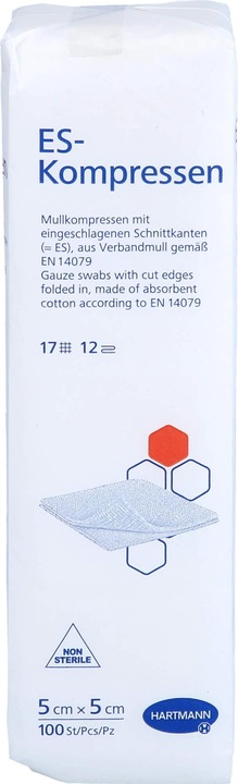 Produktbild Hartmann ES-Kompressen 5 cm x 5 cm / 12-fach / unsteril / 100 Stk.