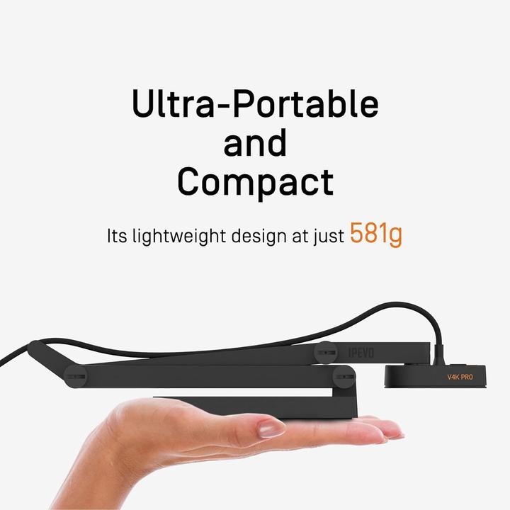 Produktbild Ipevo DOK V4K Pro 120 USB Ultra HD 8MP Mikro Licht grau (4K, 44 x 33 cm)