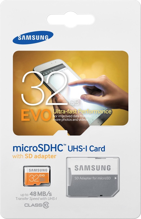 Actual product image Samsung EVO microSDHC with adapter (32 GB, microSDHC, U1, UHS-I)
