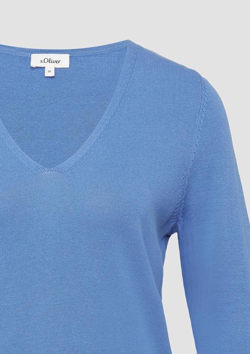 Produktbild S.Oliver Strickpullover Feinstrickpullover mit V-Ausschnitt und Rollkante am Saum (38)