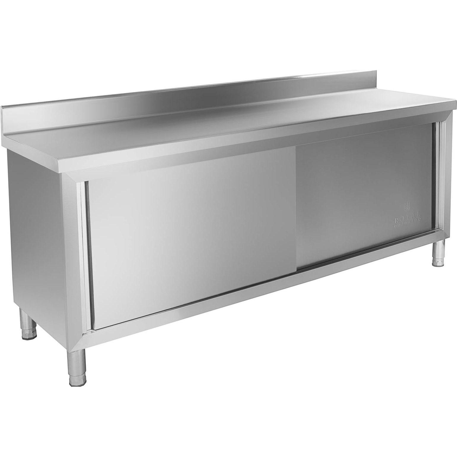 Royal Catering, Werkbank + Arbeitsbock, Arbeitsschrank Edelstahl Arbeitsplatte Schiebetüren Arbeitstisch 160kg Schrank (...