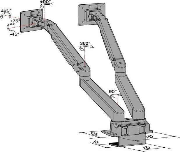 Image du produit Multibrackets Support d'écran Duo 32", alu, silver, pivotant à 90 (Tables, 32", 10 kg)