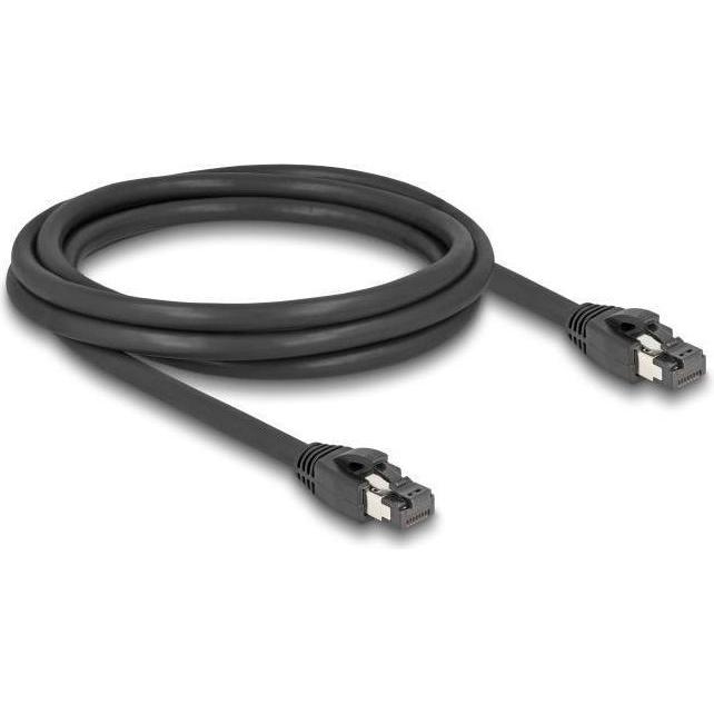 Delock RJ45 Netzwerkkabel Cat.8.1 S/FTP 2 m bis 40 Gbps schwarz (S/FTP, CAT8.1, 2 m), Netzwerkkabel