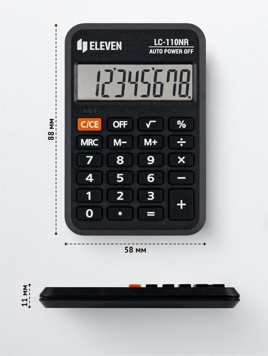 Actual product image Eleven Smart device pocket calculator LC110NR black (Battery operated, Solar panel)