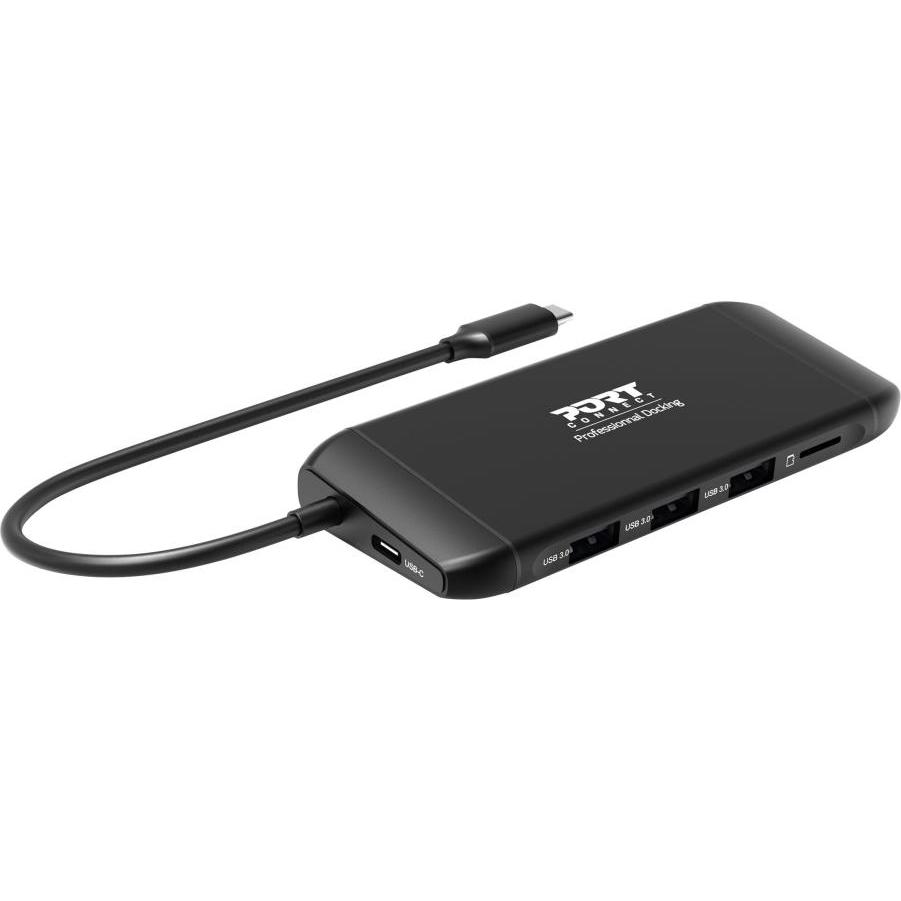 Port Designs 901913 Schnittstellen-Hub USB 2.0 Type-C 5000 Mbit/s Schwarz (USB-C, 9 Ports), Dockingstation + USB Hub, Sc...