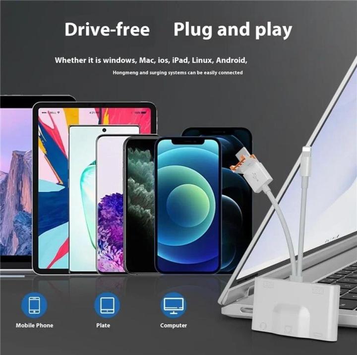 Produktbild PowerGuard DualHeadConnect USB-C/USB-A Lightning to Ethernet 3.5 mm Audio Multiport Adapter (USB-A, Lightning, USB Typ C, 3.5mm Klinke)