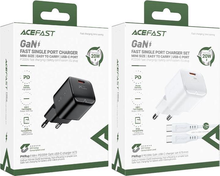 Image du produit Acefast Chargeur mural A73 Mini PD 20W GaN USB-C - noir (20 W, 1 portion)