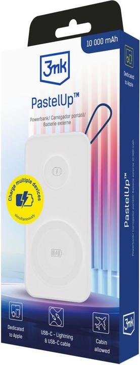 Produktbild 3MK Powerbank PastelUp 10,000mAh 22.5W z Magsafe + ładowanie Apple Watch biały (10000 mAh, 22.50 W, 37 Wh)