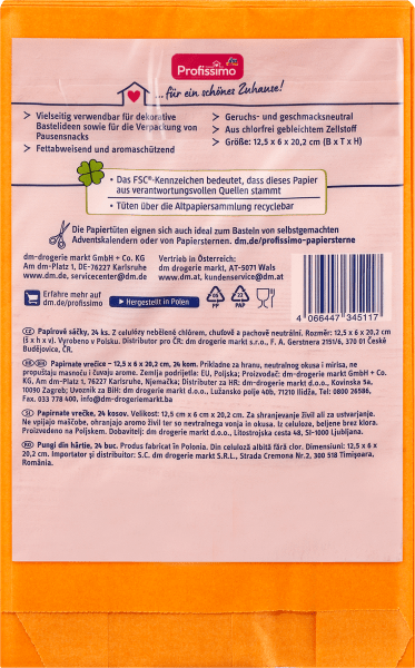 Valori nutrizionali e ingredienti dm Profissimo Sacchetti di carta (24 x)